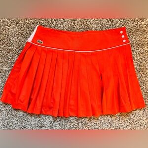 Lacoste Pleated Tennis Skirt Size 42 Bright Orange Red Athletic Golf EUC